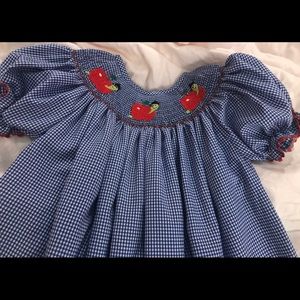 Lovely Designer Smocked navy check toddler dress